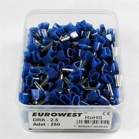 Eurowest 2x2,5mm Mavi Çift Girişli İzoleli Yüksük