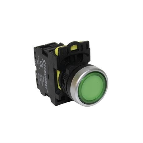 EUROWEST IŞIKLI BUTON YEŞİL LED 220V