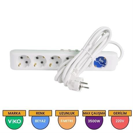 VİKO MULTİ-LET 6 LI PRİZ TOPRAKLI KABLOLU Ç.K. 5 MT