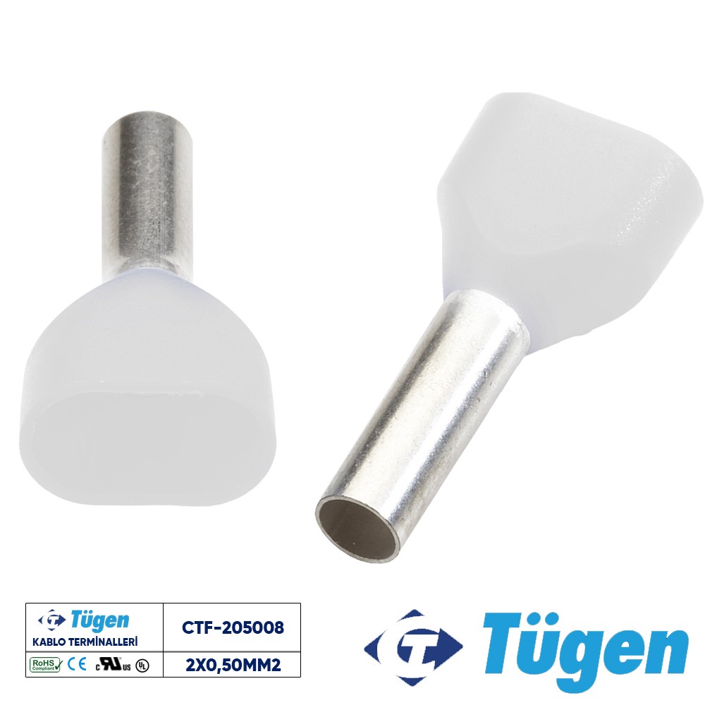 TÜGEN 2X0,50mm2 ÇİFT GİRİŞLİ İZOLELİ YÜKSÜK BEYAZ