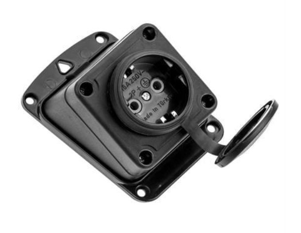 BYES 1/16A 220V KAUÇUK EĞİK TEKLİ DUVAR PRİZİ IP44