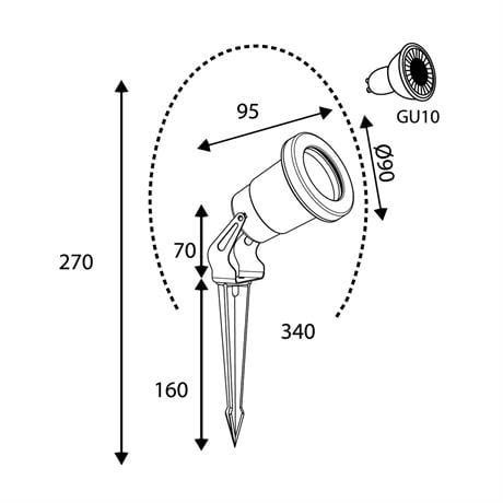 RODOS GU-10 DUYLU ANTRASİT GÖVDE KAZIKLI ÇİM ARMATÜRÜ IP44 RDS-1001-A