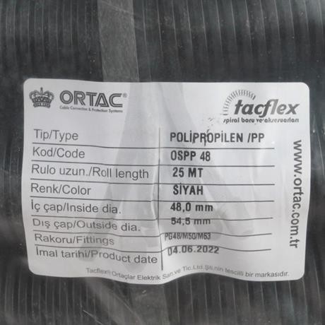 Ortaç Pg-48 Siyah Polıpropılen Spiral | OSPP-48
