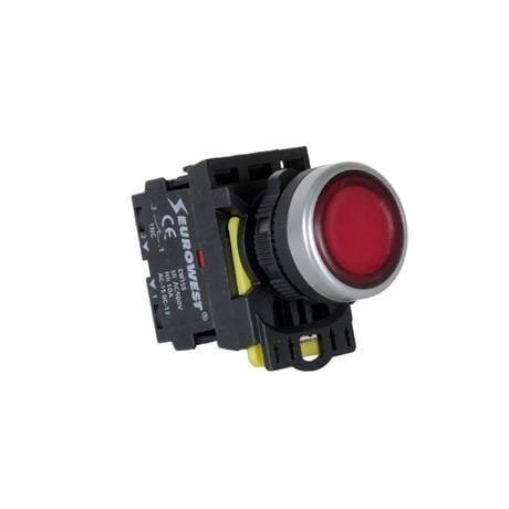 EUROWEST IŞIKLI BUTON KIRMIZI LED 220V