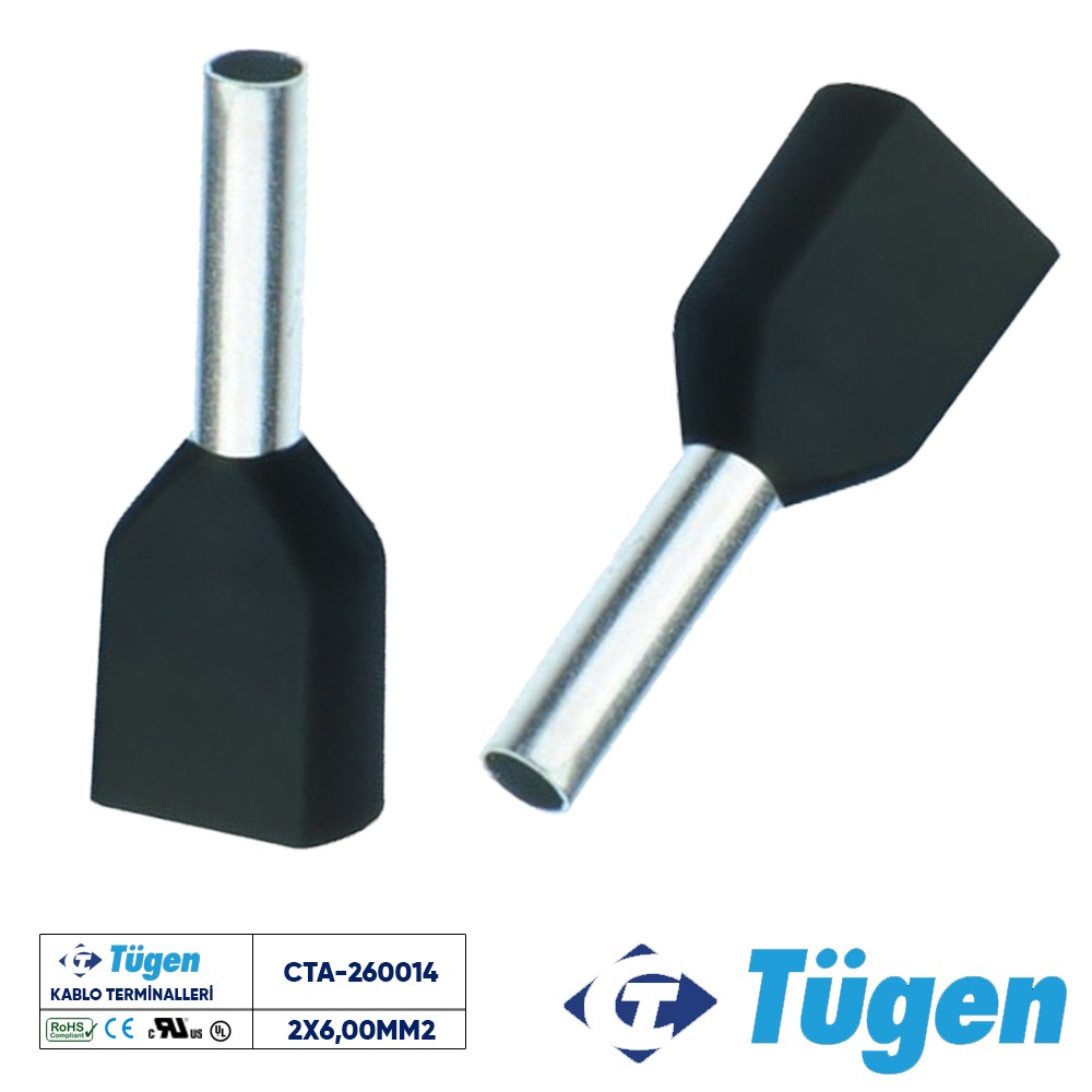TÜGEN 2X6,00mm2 ÇİFT GiRİŞLİ İZOLELİ YÜKSÜK SİYAH