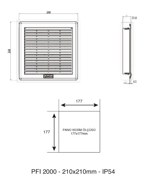 PLASTİM 210X210mm IP54 FİLTRE