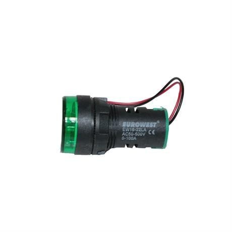 EUROWEST 22MM 0-100A LEDLİ AMPERMETRE YEŞİL