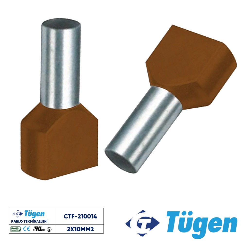 TÜGEN 2X10,00mm2 ÇİFT GİRİŞLİ İZOLELİ YÜKSÜK KAHVERENGİ