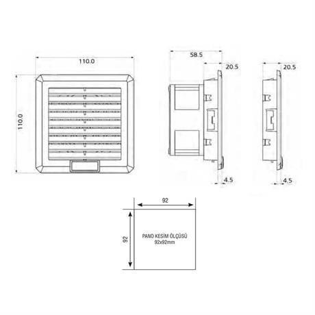 Plastim 120x120x58mm 30m3/H Ip54 Filtreli Fan - PTF1000