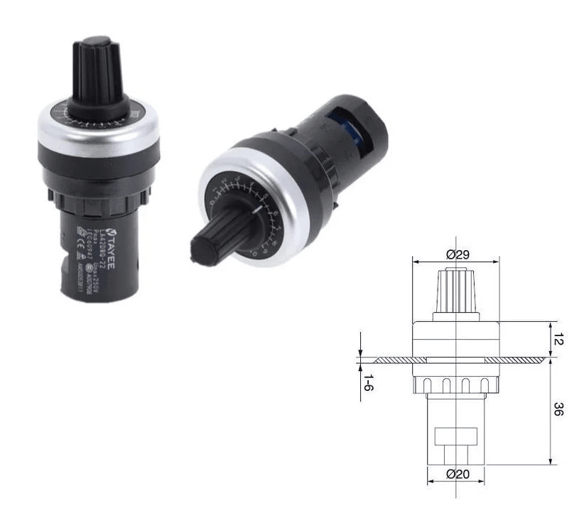 Tayee 10K Potansiyometre Tek Turlu 0,5w 22mm Çap