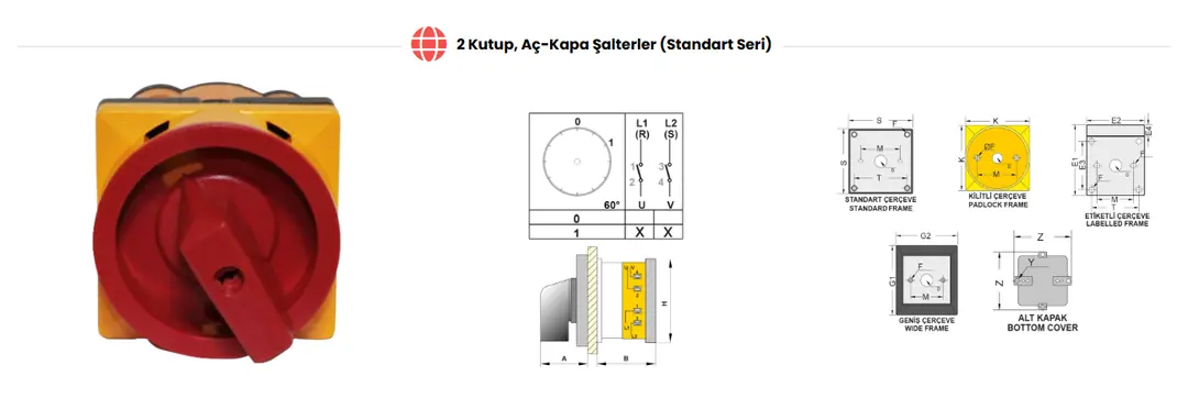 Opaş 2x10A 0-1 Kilitli Difaze Paket Şalter 2025