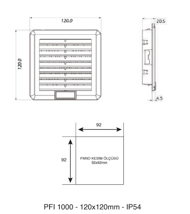 PLASTİM 110X110mm IP54 FİLTRE