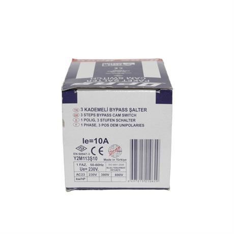 OPAŞ 1x10A 3 KADEMELİ BYPASS PAKO ŞALTERİ