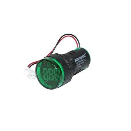 EUROWEST 22MM 0-100A LEDLİ AMPERMETRE YEŞİL