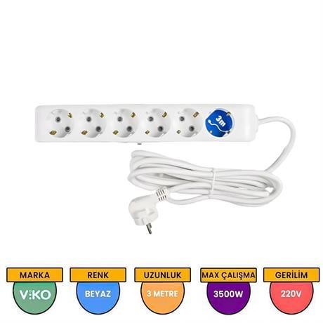 VİKO MULTİ-LET 6 LI PRİZ TOPRAKLI KABLOLU Ç.K. 3 MT