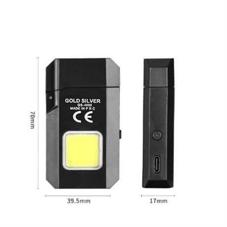 Gold Silver COB LED Type-C Şarjlı Elektrikli Çakmak Cep Feneri GS-4000