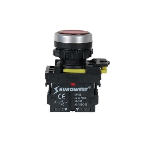 EUROWEST IŞIKLI BUTON KIRMIZI LED 220V