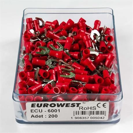 Eurowest 0,50-1,50mm M6 Çatal Tip İzoleli Kablo Ucu