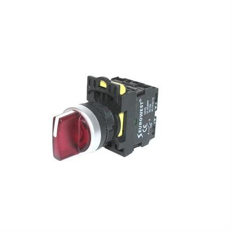 EUROWEST IŞIKLI KALICI MANDAL BUTON 1-0-2 KIRMIZI LED 220V