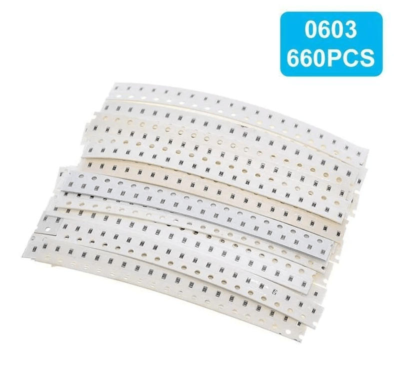 660 Adet 1R/1Mr 0603 Kılıf Smd Direnç Seti %1 33 Farklı Değerde Şeffaf Poşette
