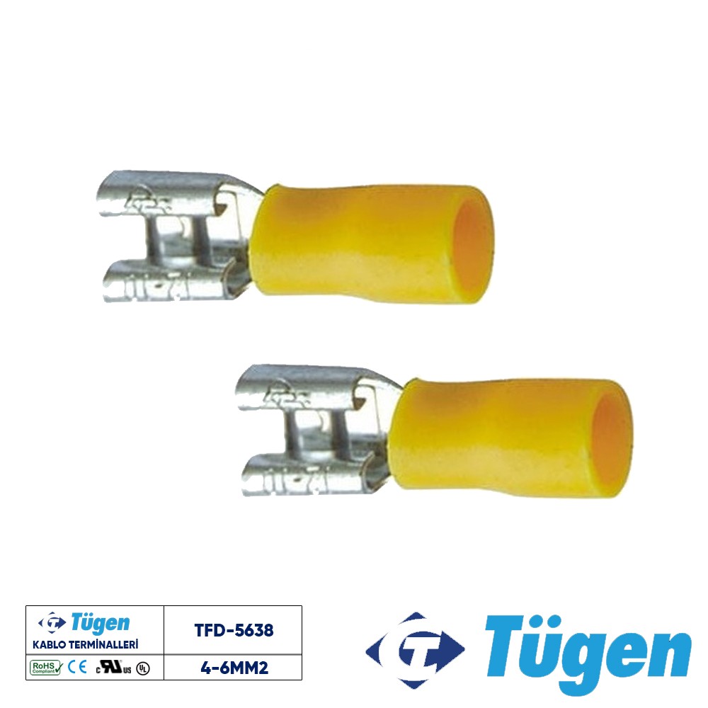 TÜGEN 4-6mm2 / 6,4X0,8 YARIM İZOLELİ DİŞİ KABLO UCU