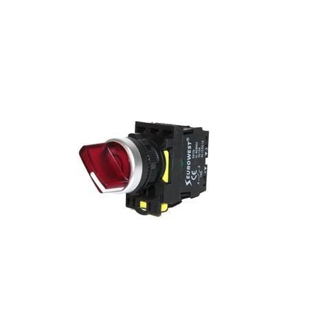 EUROWEST IŞIKLI KALICI MANDAL BUTON 0-1 KIRMIZI LED 220V