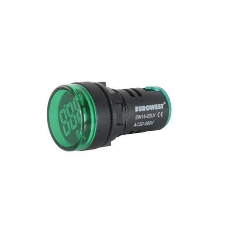 EUROWEST 22mm 24-550V LEDLİ VOLTMETRE YEŞİL
