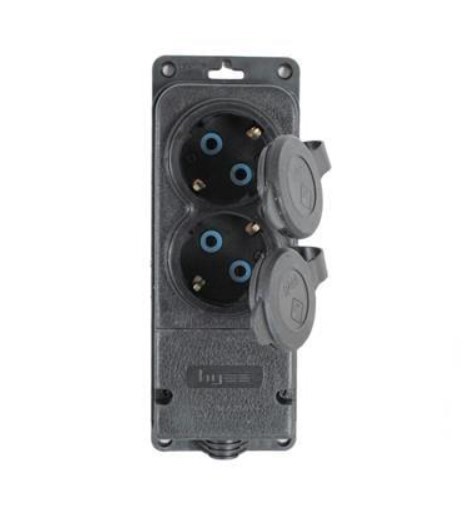 BYES 1/16A 220V KAUÇUK 2 Lİ GRUP PRİZ IP44