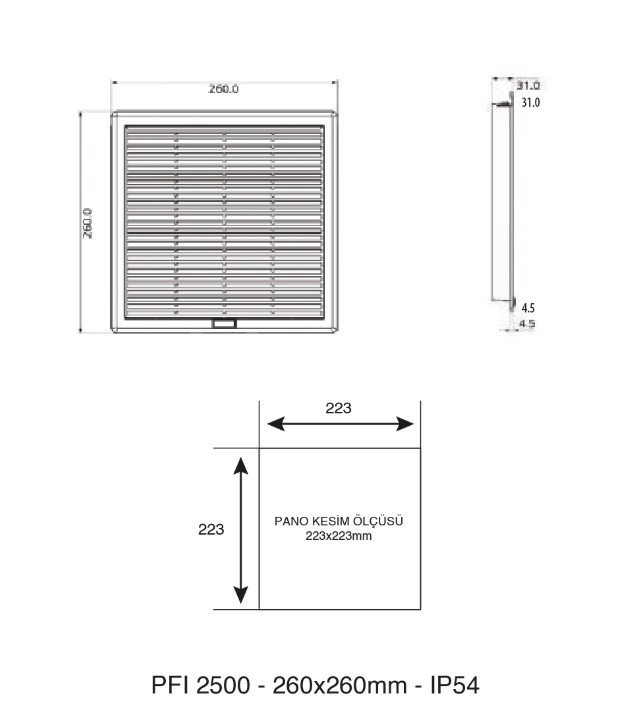 PLASTiM 260X260mm IP54 FİLTRE
