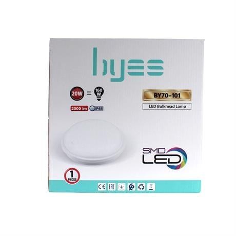 BYES YUVARLAK BEYAZ SIVA ÜSTÜ NEMLİYER LED AYDINLATMA IP65 20W