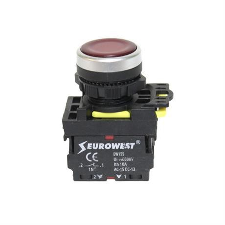 EUROWEST IŞIKLI BUTON KIRMIZI LED 24V