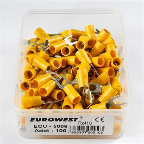 Eurowest 4,00-6,00mm M5 Çatal Tip İzoleli Kablo Ucu