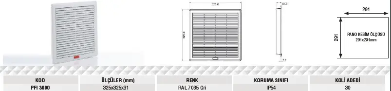Plastim PFI3000 325x325x31mm IP54 Pano Havalandırma Filtresi 2025