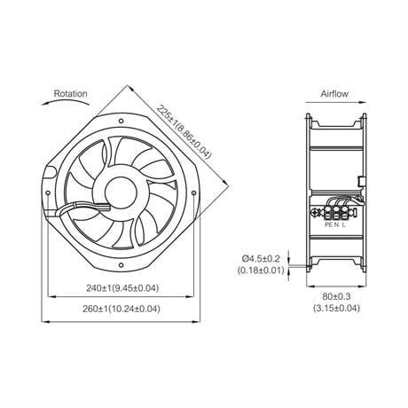 Plastim 225x225x80mm 220v Ac Rulmanlı Aksiyel Fan