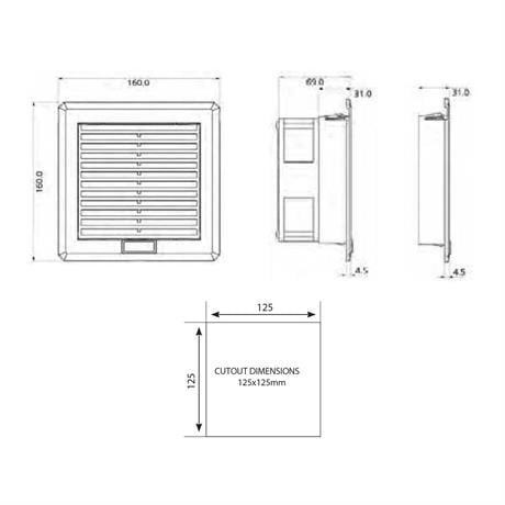 Plastim 160x160x69mm 100m3/H Ip54 Filtreli Fan - PTF1500
