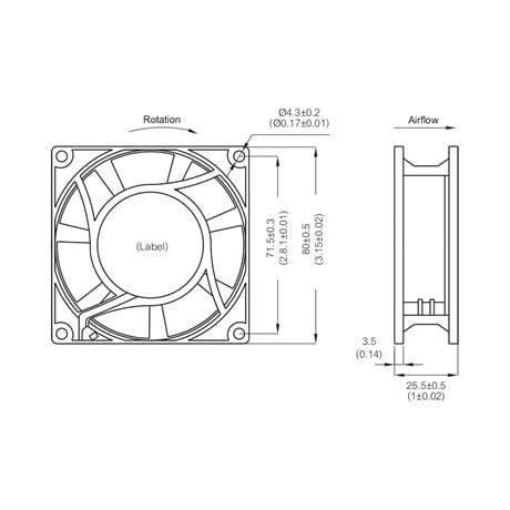 Plastim 80x80x25mm 220V AC Bilezikli Aksiyel Fan
