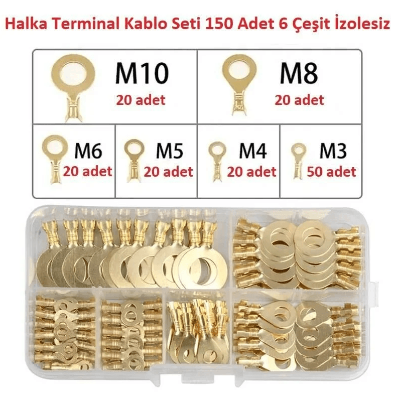 Halka Terminal Kablo Seti 150 Adet 6 Çeşit İzolesiz