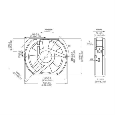 Plastim 172x150x50mm 220V AC Rulmanlı Aksiyel Fan