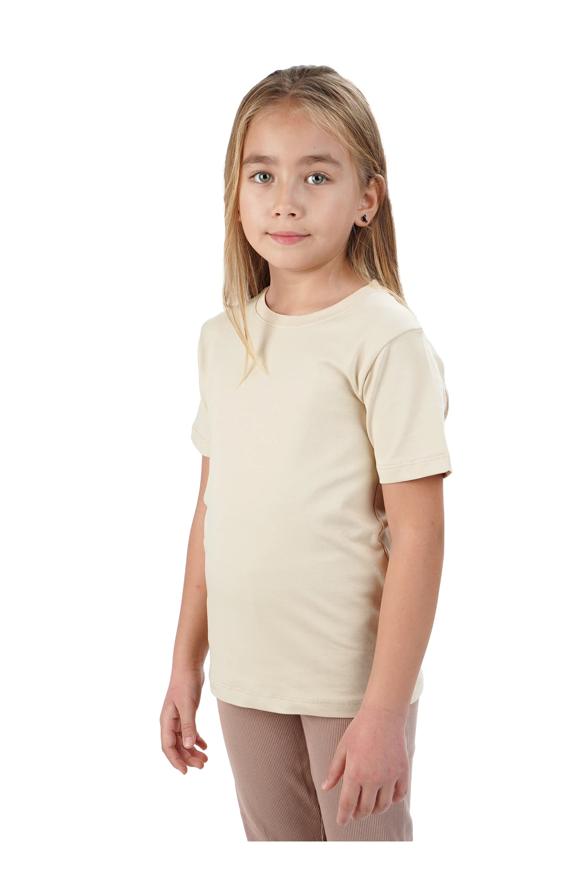 Siyah Beyaz Bej ve Çağla Yeşili Basic Kısa Kol Yazlık 4 lü Badi Tişört Unisex (Kız ve Erkek)