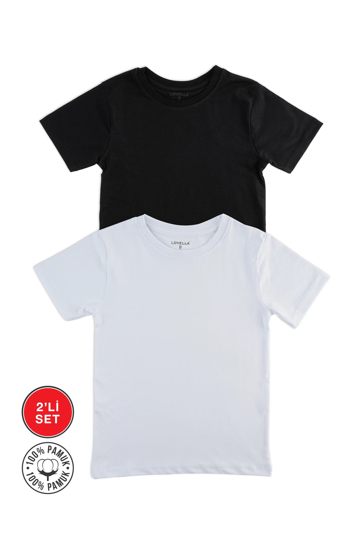 2 li set Beyaz ve Siyah Kısakol Bisiklet Yaka Likralı Badi Tişört  Unisex (kız ve erkek)