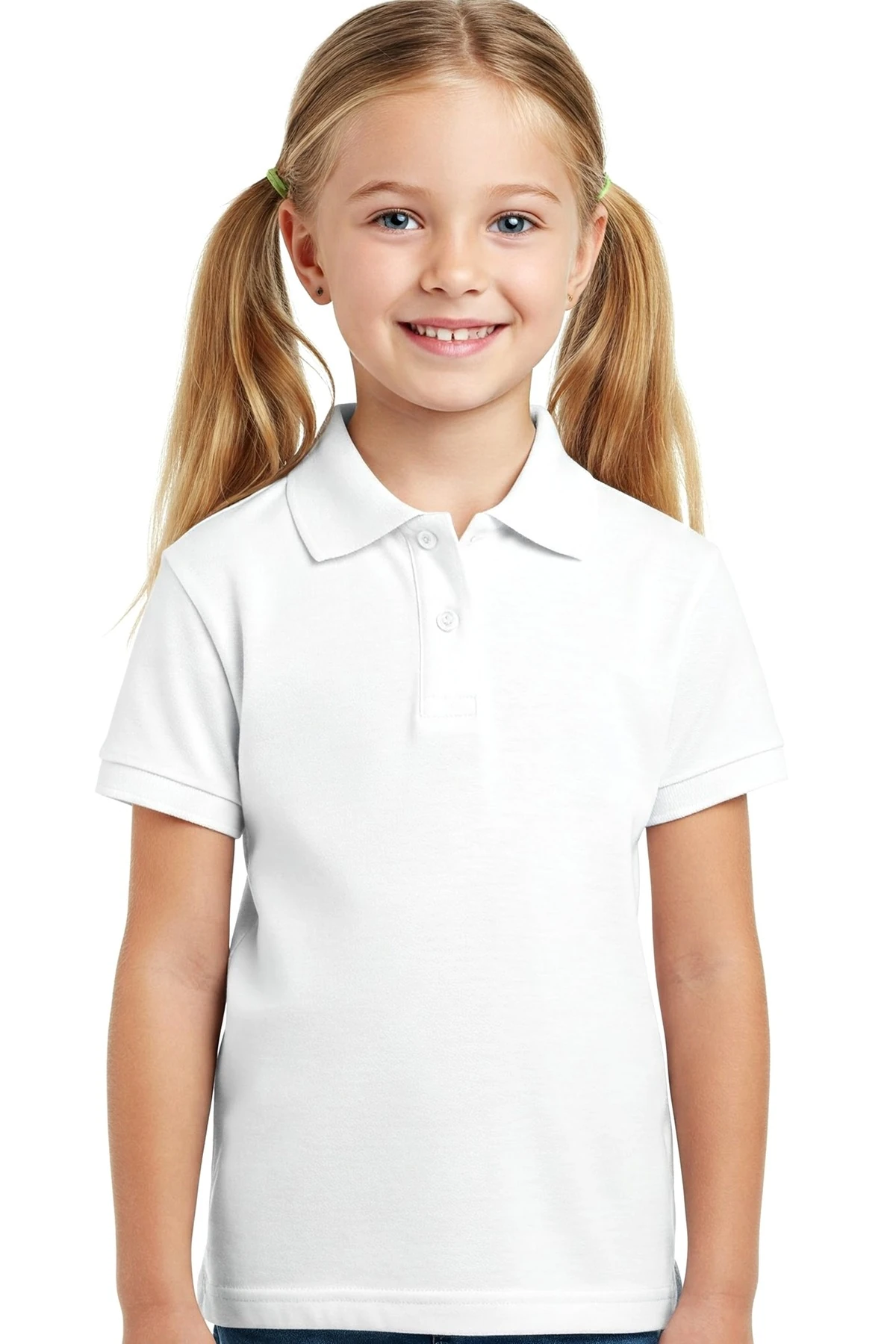 Polo Yaka Kısa Kol Beyaz Lakost Okul Tişört