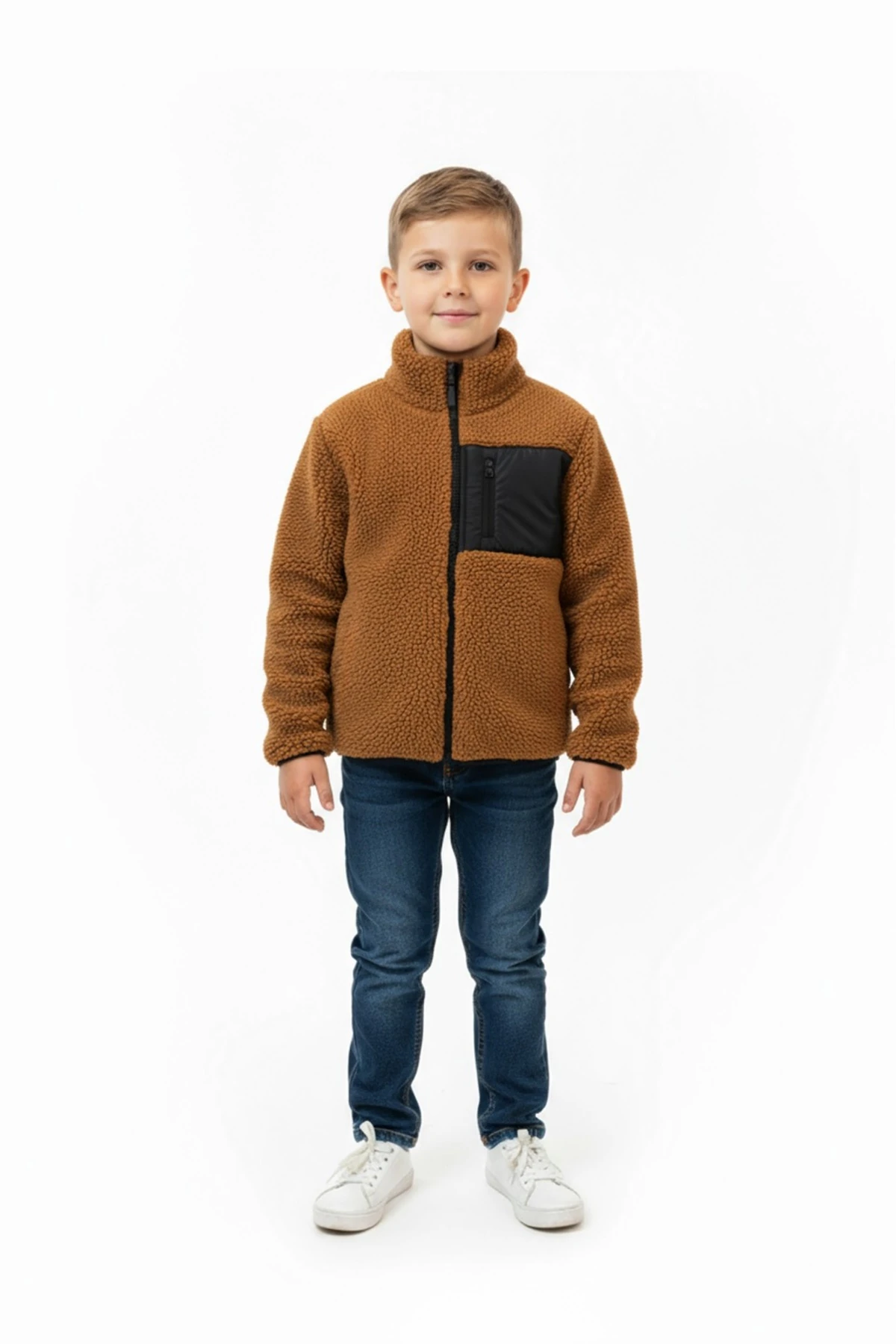 WELSOFT PELUŞ FERMUARLI KIŞLIK KIZ VE ERKEK ÇOCUK YELEK HIRKA (TAM KALIP ) - ki̇remi̇t