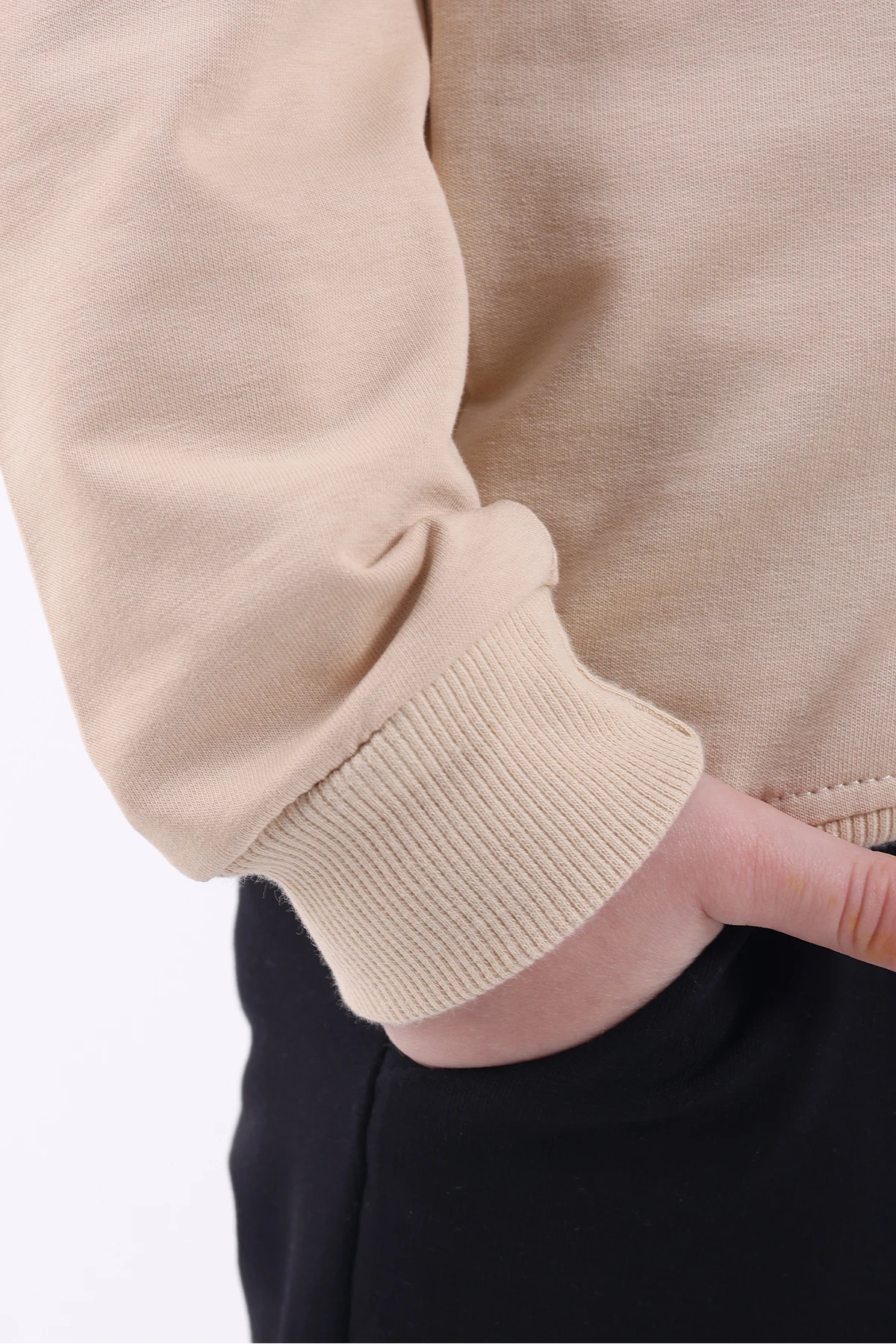 Oversize Basic  Mevsimlik Bej Çocuk Sweatshirt