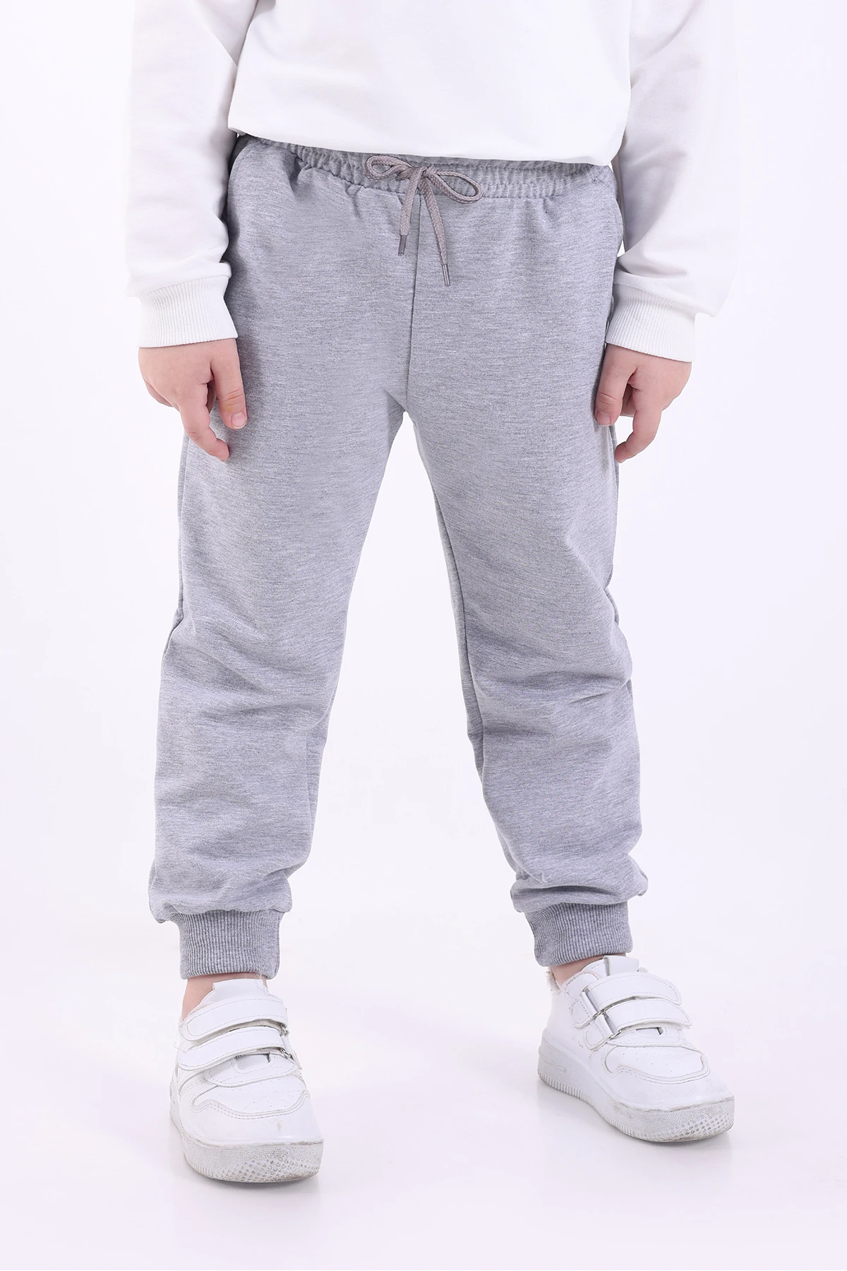 2 iplik Erkek Çocuk Cepli Gri Eşofman Altı (Şardonsuz)