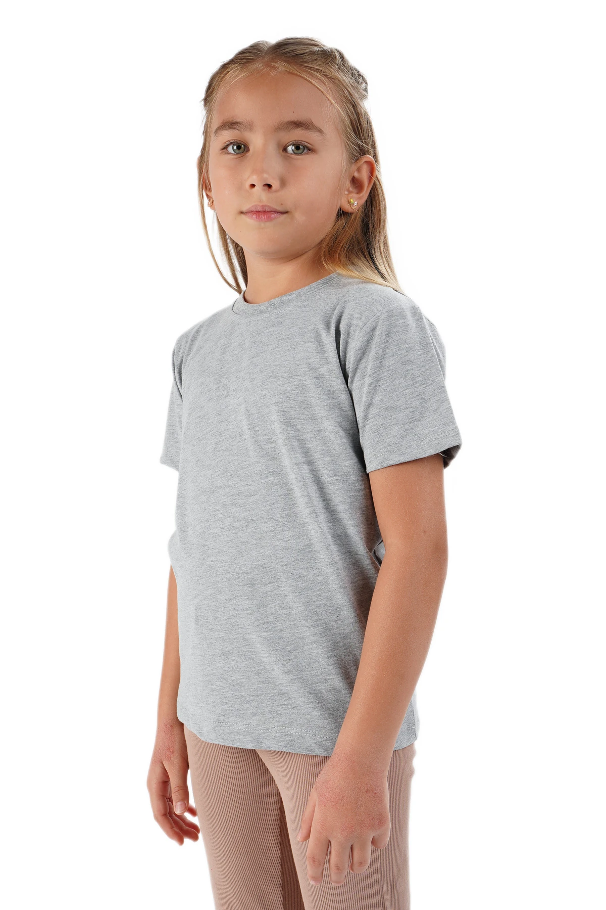 Unisex Kız Erkek Çocuk Badi Beyaz Kısakol Bisiklet Yaka Beyaz Tişört