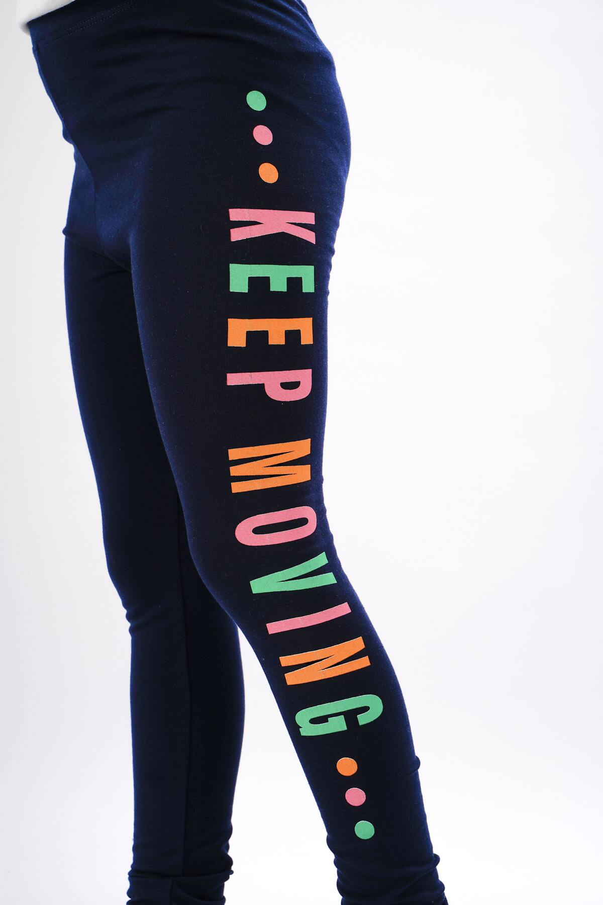 Kız çocuk tayt pamuklu likralı uzun tayt lacivert