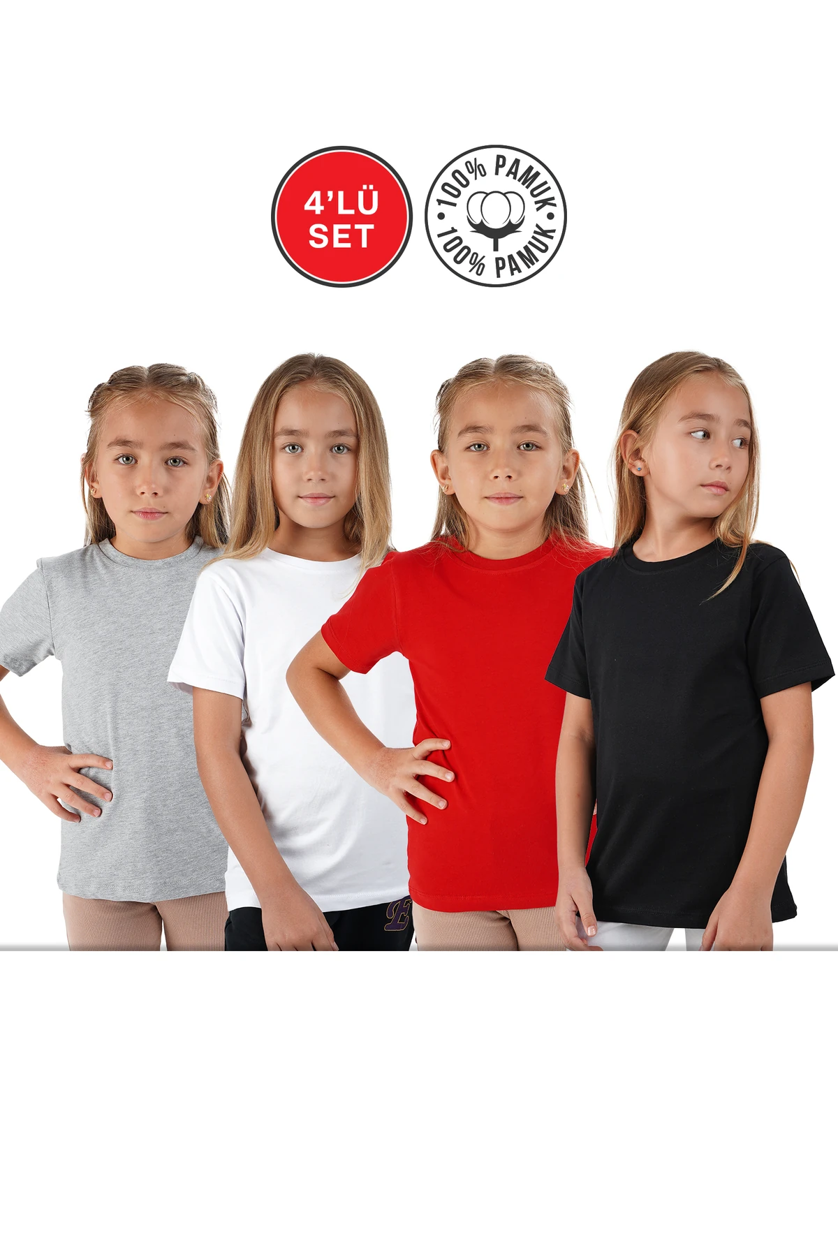 Siyah Beyaz Gri Kırmızı Kısakol 4 lü Bisiklet Yaka Badi Set