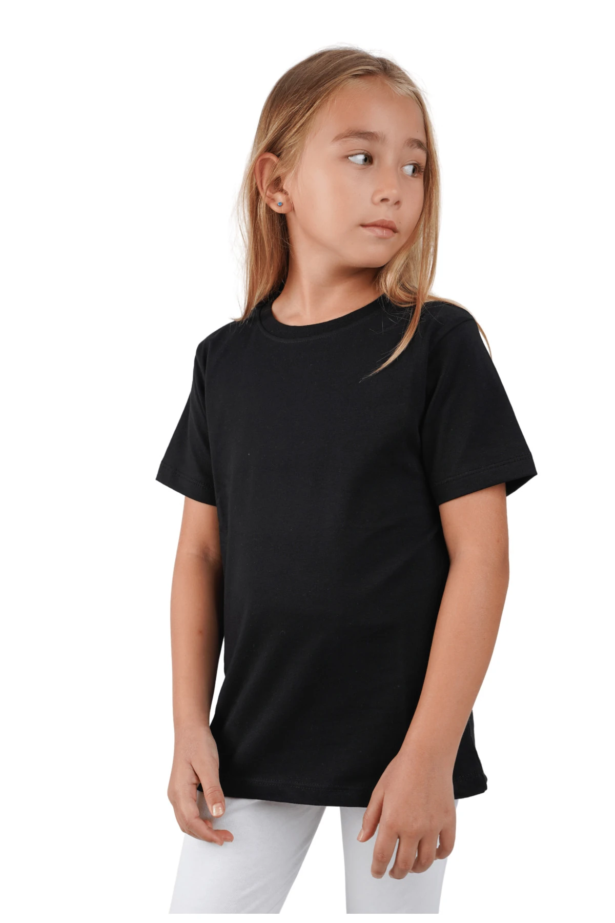 Siyah Beyaz Bej ve Çağla Yeşili Basic Kısa Kol Yazlık 4 lü Badi Tişört Unisex (Kız ve Erkek)