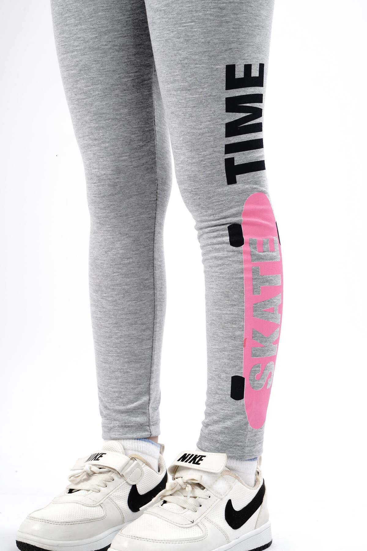 Kız çocuk tayt pamuklu likralı uzun tayt gri