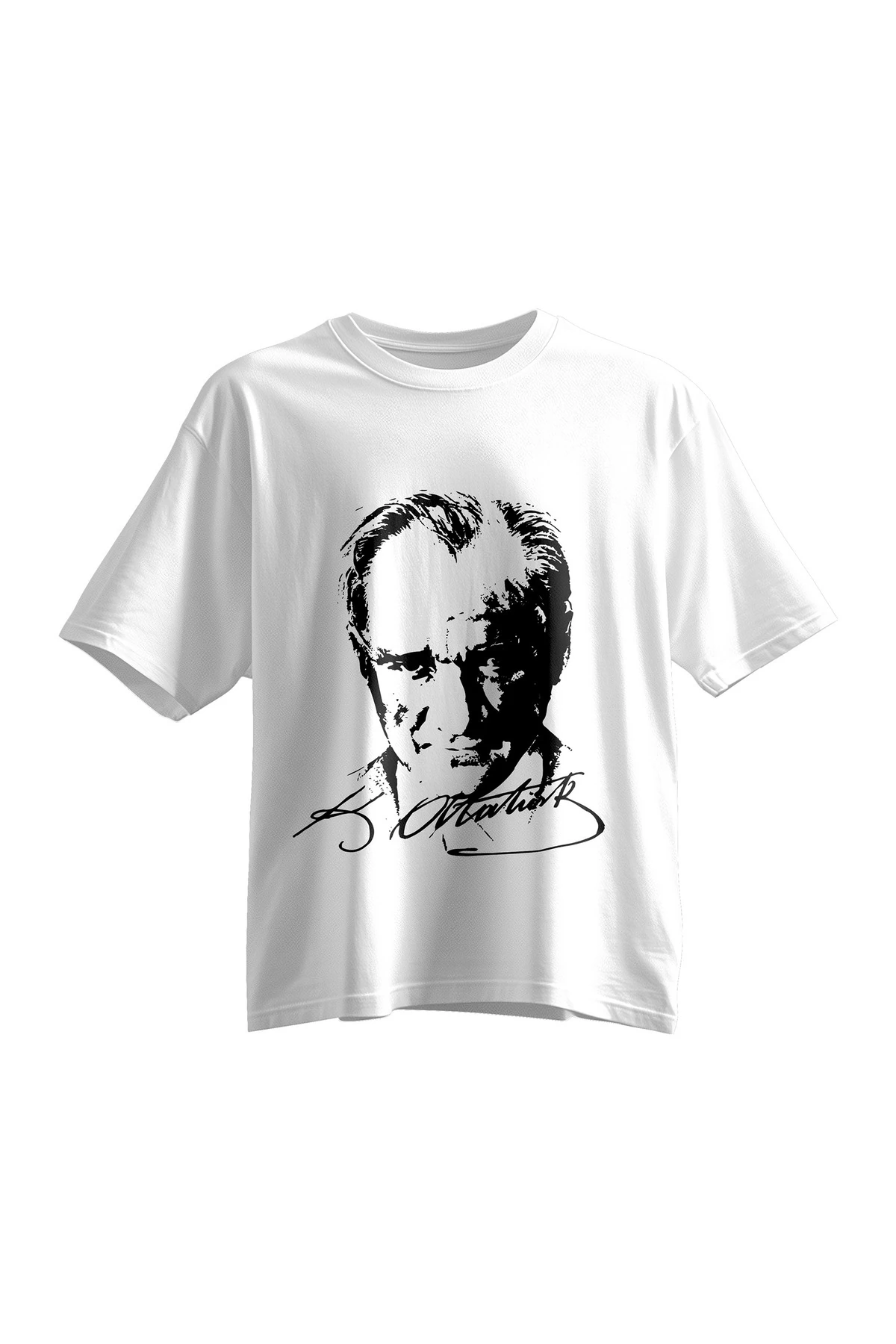 Atatürk Baskılı Beyaz Kısakol Tişört (23 Nisan  19 Mayıs)